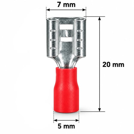 Powermaster PM-39067 0,5-1,5Mm2 Kesit 20X7x5mm Soket Kırmızı İzoleli Kablo Pabucu (100'Lü Paket)