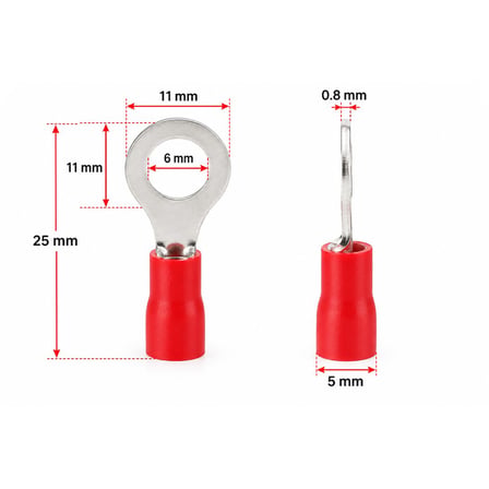 Powermaster PM-39068 0,5-1,5Mm2 Kesit 25X11x8mm Soket Kırmızı İzoleli Kablo Pabucu (100'Lü Paket)