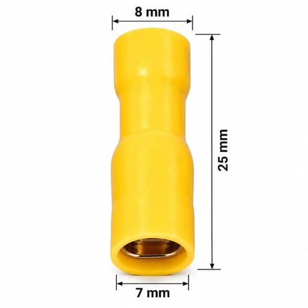 Powermaster PM-39074 4-6Mm2 Kesit 25X8x7mm Soket Sarı İzoleli Kablo Pabucu (100'Lü Paket)