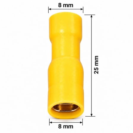 Powermaster PM-39075 4-6Mm2 Kesit 25X8x8mm Soket Sarı İzoleli Kablo Pabucu (100'Lü Paket)