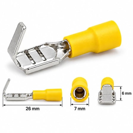 Powermaster PM-39076 4-6Mm2 Kesit 26X7x6mm Soket Sarı İzoleli Kablo Pabucu (100'Lü Paket)