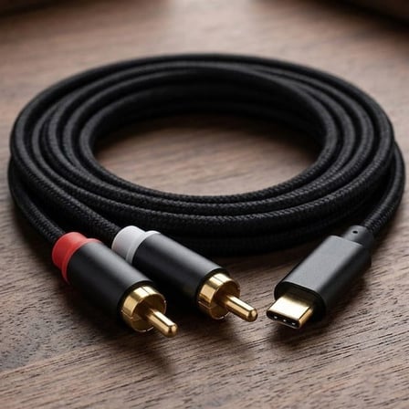 Powermaster PM-29963 USB Type-C Erkek To 2X RCA Erkek Stereo 2 Metre Ses Aktarım Kablosu