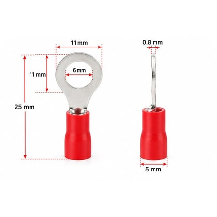 Powermaster PM-39068 0,5-1,5Mm2 Kesit 25X11x8mm Soket Kırmızı İzoleli Kablo Pabucu (100'Lü Paket)