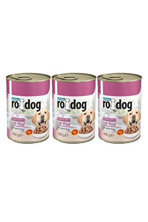 Ro-dog Sığır Etli Yetişkin Parça Etli Köpek Konservesi 400 Gr x 3 adet