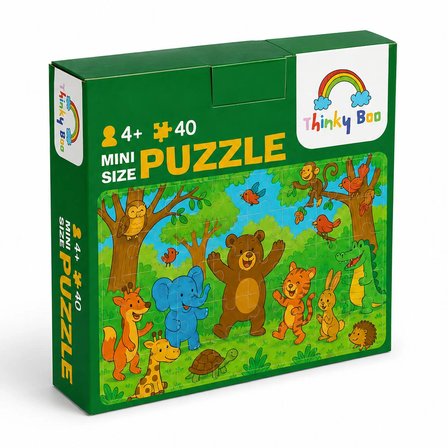 Mutlu Hayvanlar Mini Puzzle 40 Parça 3-7 Yaş Eğitici Çocuk Puzzle Yapboz