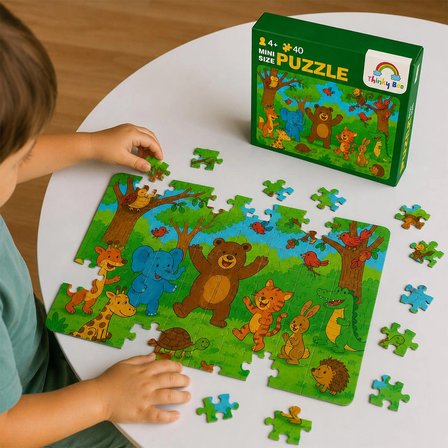 Mutlu Hayvanlar Mini Puzzle 40 Parça 3-7 Yaş Eğitici Çocuk Puzzle Yapboz