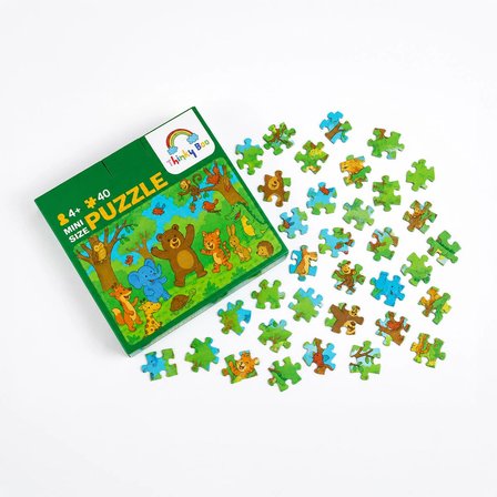 Mutlu Hayvanlar Mini Puzzle 40 Parça 3-7 Yaş Eğitici Çocuk Puzzle Yapboz
