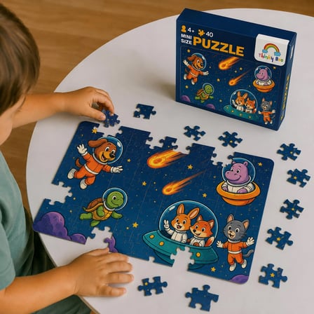 Astronotlar Mini Puzzle 40 Parça 3-7 Yaş Eğitici Çocuk Puzzle Yapboz