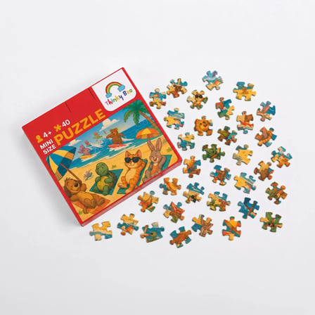 Yaz Tatili Mini Puzzle 40 Parça 3-7 Yaş Eğitici Çocuk Puzzle Yapboz
