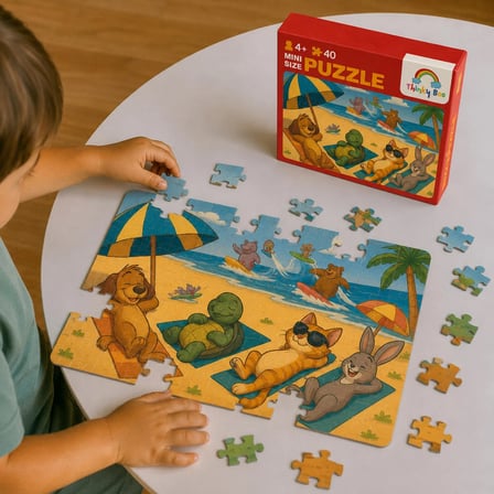 Yaz Tatili Mini Puzzle 40 Parça 3-7 Yaş Eğitici Çocuk Puzzle Yapboz