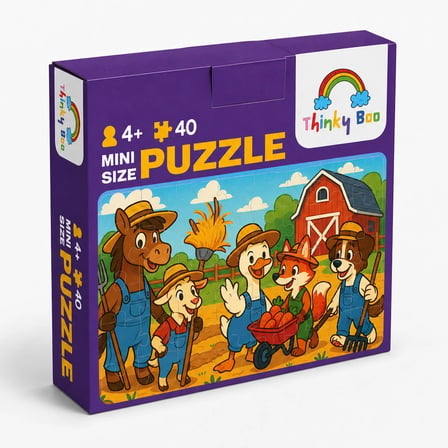 Çiftçi Hayvanlar Mini Puzzle 40 Parça 3-7 Yaş Eğitici Çocuk Puzzle Yapboz
