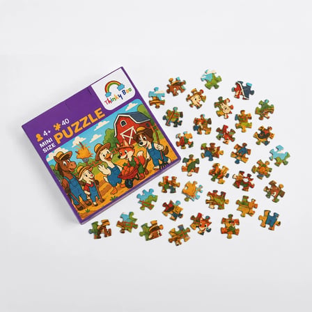 Çiftçi Hayvanlar Mini Puzzle 40 Parça 3-7 Yaş Eğitici Çocuk Puzzle Yapboz