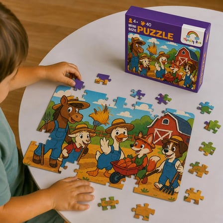 Çiftçi Hayvanlar Mini Puzzle 40 Parça 3-7 Yaş Eğitici Çocuk Puzzle Yapboz