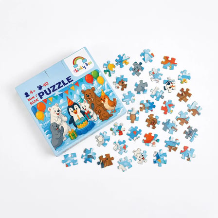 Kutupta Doğum Günü Mini Puzzle 40 Parça 3-7 Yaş Eğitici Çocuk Puzzle Yapboz