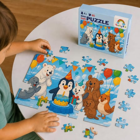 Kutupta Doğum Günü Mini Puzzle 40 Parça 3-7 Yaş Eğitici Çocuk Puzzle Yapboz