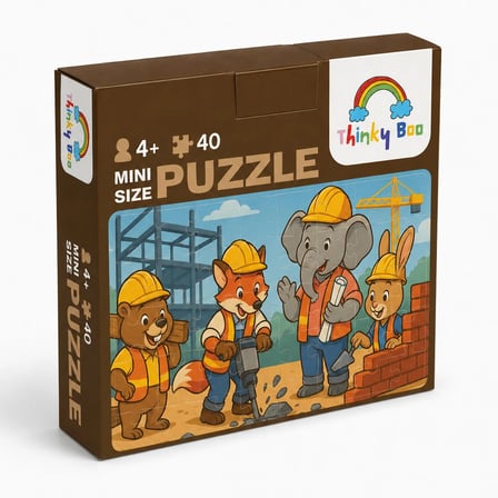 İnşaat Ekibi Mini Puzzle 40 Parça 3-7 Yaş Eğitici Çocuk Puzzle Yapboz