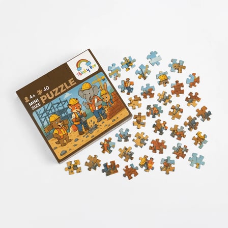 İnşaat Ekibi Mini Puzzle 40 Parça 3-7 Yaş Eğitici Çocuk Puzzle Yapboz