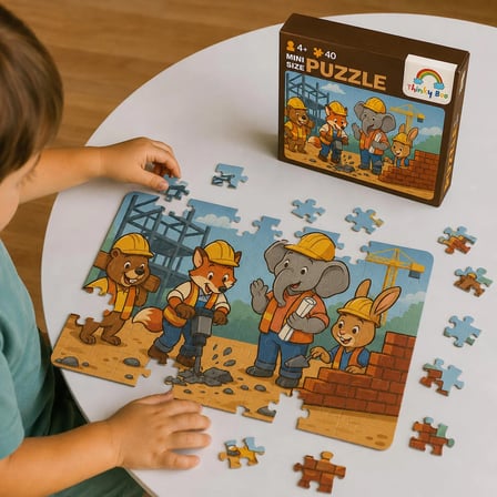 İnşaat Ekibi Mini Puzzle 40 Parça 3-7 Yaş Eğitici Çocuk Puzzle Yapboz
