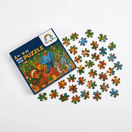 Yılbaşı Partisi Mini Puzzle 40 Parça 3-7 Yaş Eğitici Çocuk Puzzle Yapboz