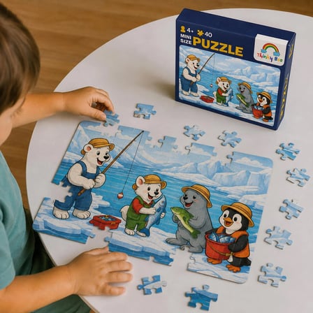 Balıkçılar Mini Puzzle 40 Parça 3-7 Yaş Eğitici Çocuk Puzzle Yapboz