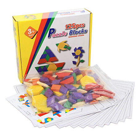 TANGRAM SETİ 125 PARÇA AHŞAP PUZZLE BLOCK