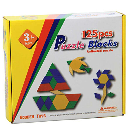 TANGRAM SETİ 125 PARÇA AHŞAP PUZZLE BLOCK