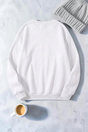 Unisex Gül & Silüet Baskılı Bisiklet Yaka Sweatshirt