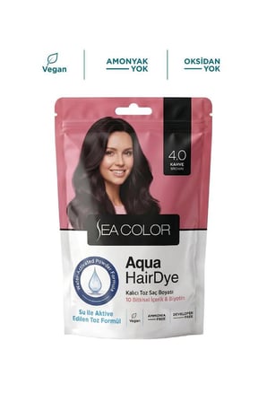 Sea Color Aqua Hair Dye Vegan & Amonyaksız Su İle Aktive Edilen Kalıcı Saç Boyası Toz 4.0 Kahve