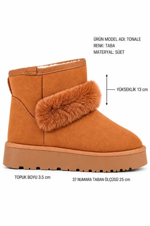 Tonale Peluş Detaylı Kalın Tabanlı Kadın Kışlık Bot