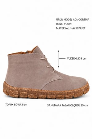 Cortina Hakiki Deri Bağcıklı Kadın Bot
