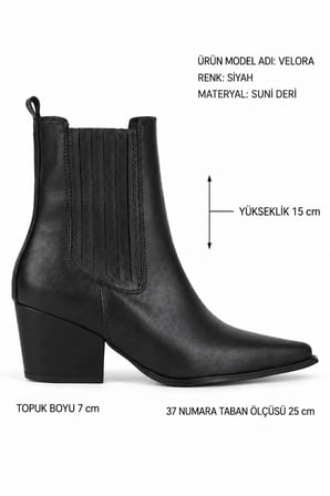 Velora Lastikli Sivri Burun Kadın Topuklu Bot