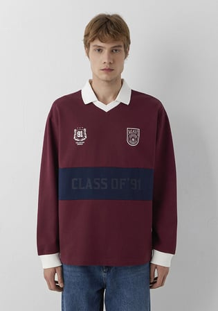 Polo Yaka Baskılı Bordo Sweatshirt 0S10683-70426