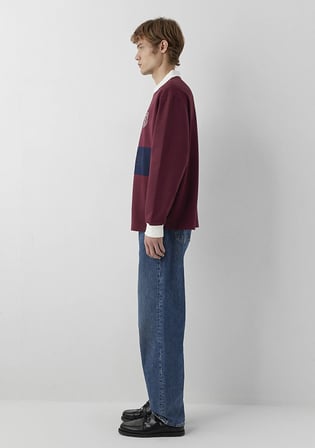 Polo Yaka Baskılı Bordo Sweatshirt 0S10683-70426