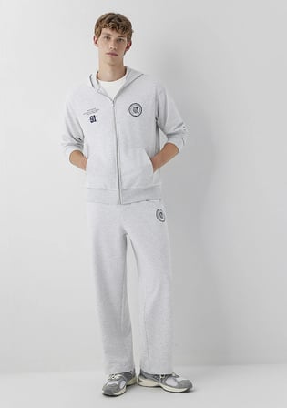 Mavi Logo Baskılı Kapüşonlu Fermuarlı Gri Sweatshirt 0S10682-80196