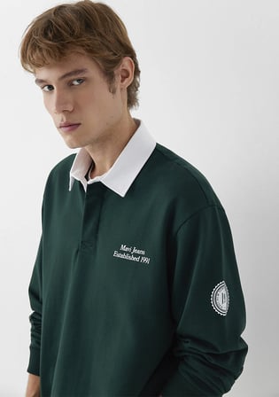 Polo Yaka Baskılı Yeşil Sweatshirt 0S10684-90960