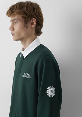 Polo Yaka Baskılı Yeşil Sweatshirt 0S10684-90960