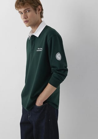 Polo Yaka Baskılı Yeşil Sweatshirt 0S10684-90960