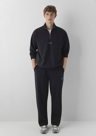 Mavi Logo Baskılı Yarı Fermuarlı Siyah Sweatshirt 0S10681-900