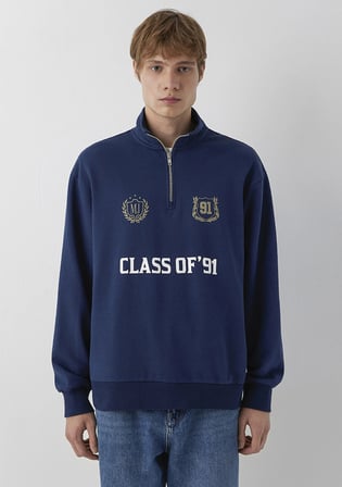 MJ Baskılı Dik Yaka Lacivert Sweatshirt 0S10686-82318