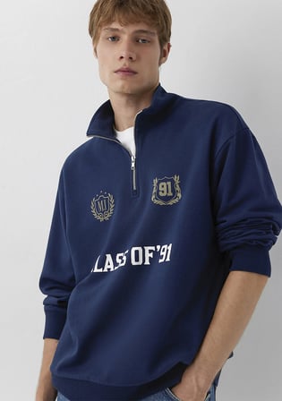 MJ Baskılı Dik Yaka Lacivert Sweatshirt 0S10686-82318