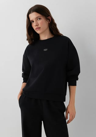 Mavi Logo Baskılı Siyah İnterlok Sweatshirt 1S20014-900