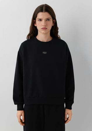 Mavi Logo Baskılı Siyah İnterlok Sweatshirt 1S20014-900