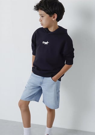 Kapüşonlu Siyah Çocuk Sweatshirt