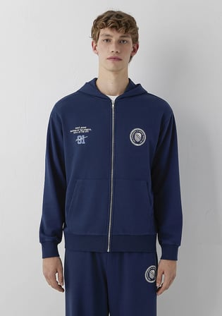 Mavi Logo Baskılı Kapüşonlu Fermuarlı Lacivert Sweatshirt 0S10682-82318