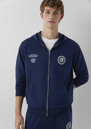 Mavi Logo Baskılı Kapüşonlu Fermuarlı Lacivert Sweatshirt 0S10682-82318
