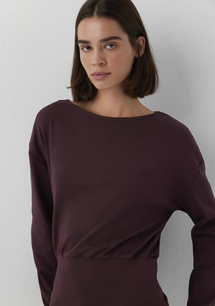 Bel Detaylı Kayık Yaka Bordo Top 1620088-70223