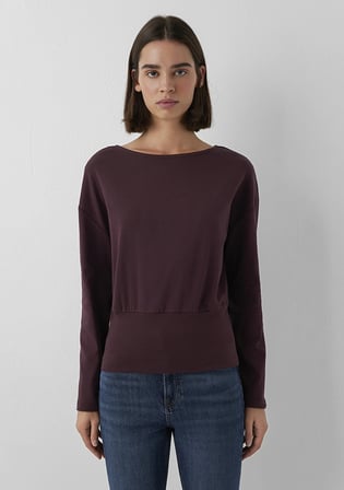 Bel Detaylı Kayık Yaka Bordo Top 1620088-70223