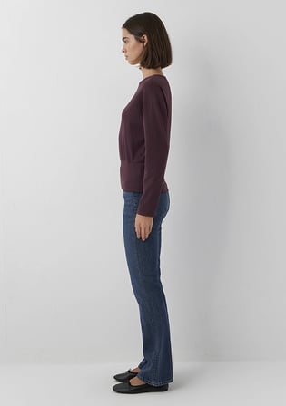 Bel Detaylı Kayık Yaka Bordo Top 1620088-70223