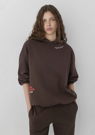 Kapüşonlu Kahverengi Sweatshirt 1S20081-70236