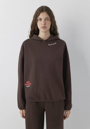 Kapüşonlu Kahverengi Sweatshirt 1S20081-70236